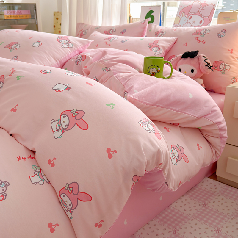 2026新款全棉三丽鸥正版授权卡通四件套 元气美乐蒂