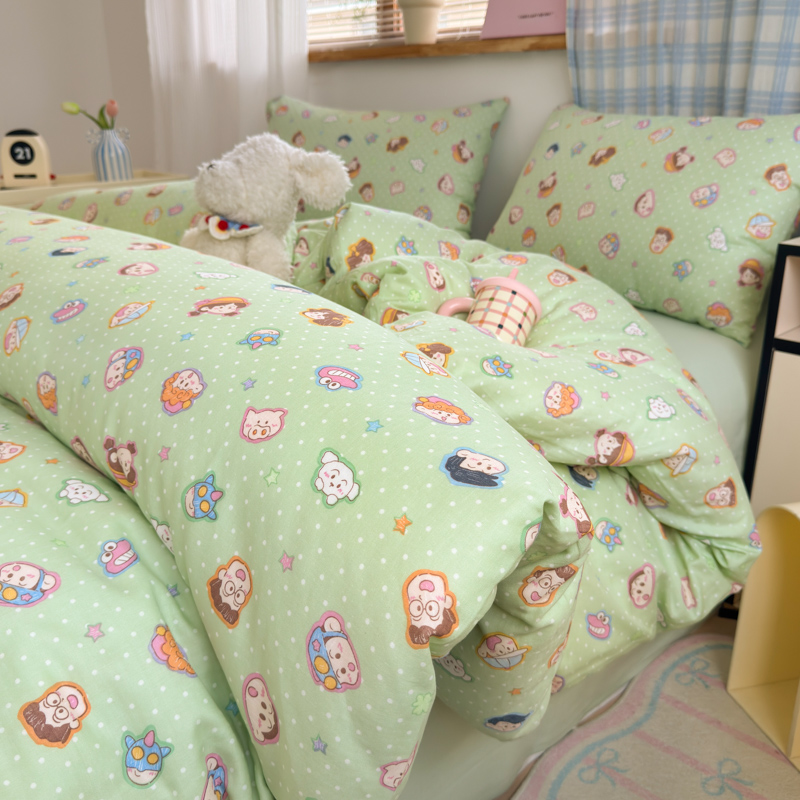 2025新款全棉A类双层纱四件套 快乐星球