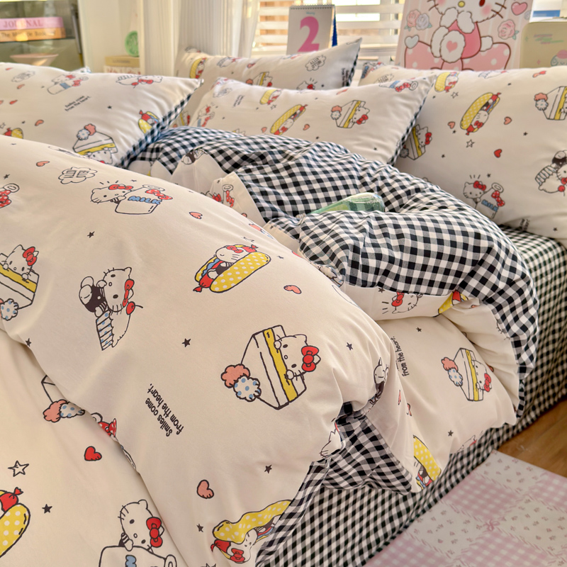 2026新款全棉三丽鸥正版授权卡通四件套 牛奶凯蒂
