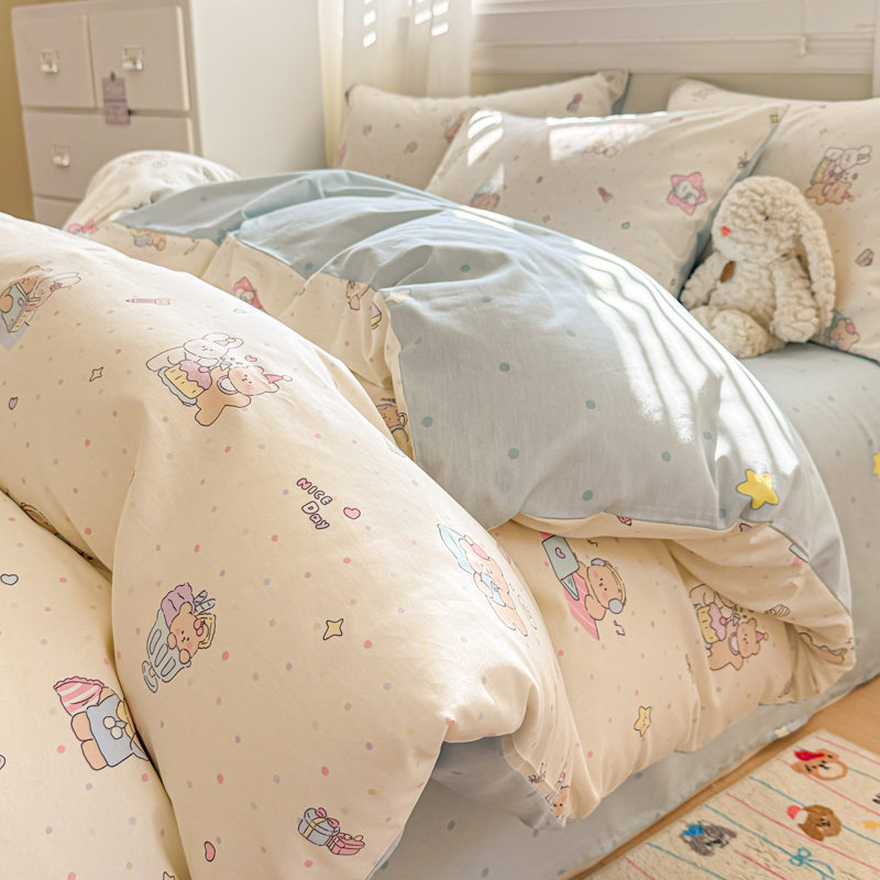 2025新款12868全棉印花四件套 萌萌哒