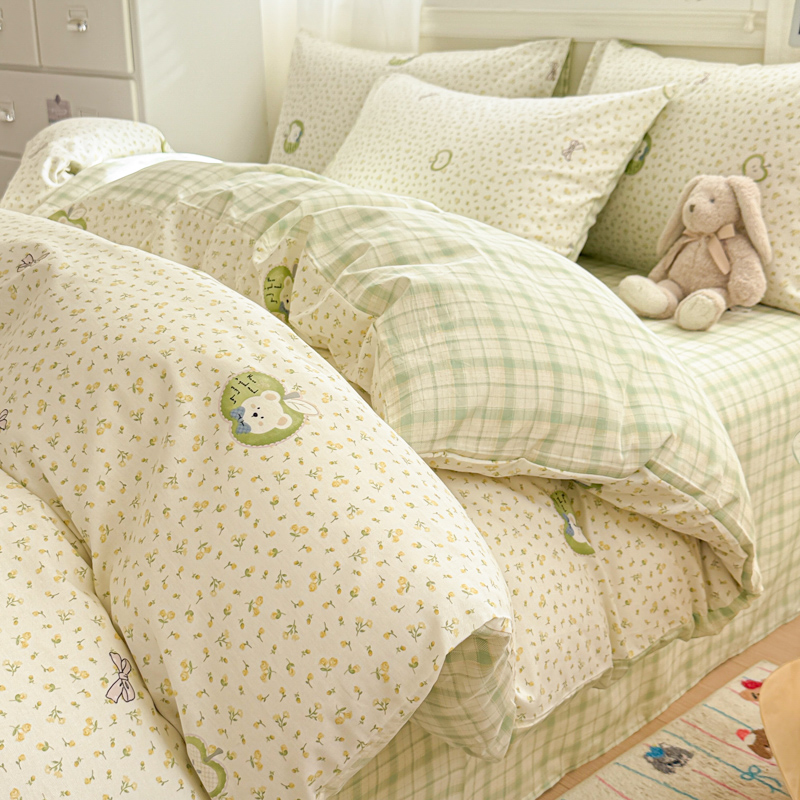 2025新款12868全棉印花四件套 苹果熊仔