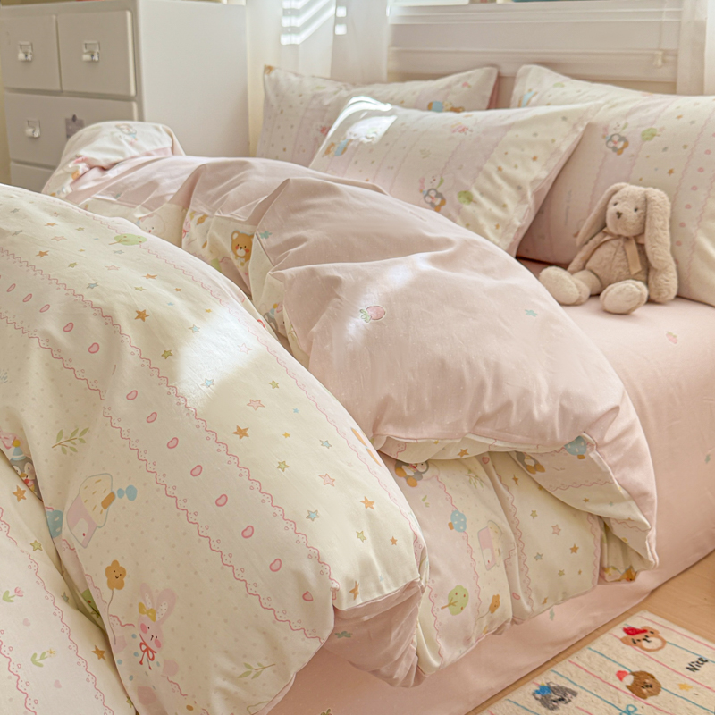 2025新款12868全棉印花四件套 小熊序曲