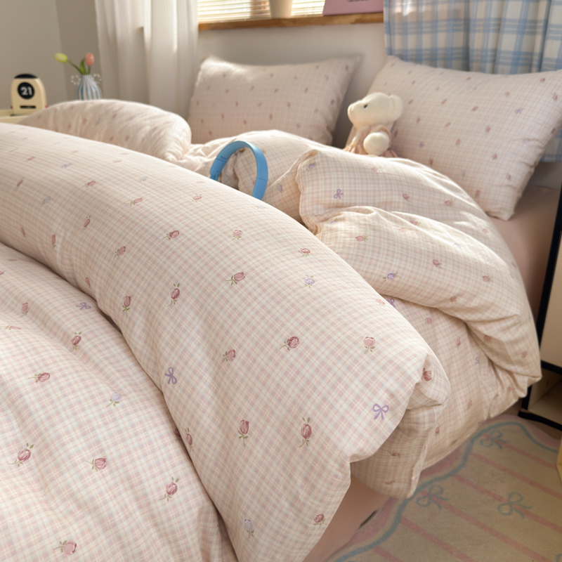 2025新款全棉A类双层纱四件套 玫瑰物语