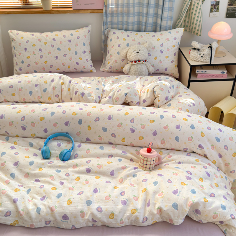 2026新款全棉A类双层纱单被套 水果派对