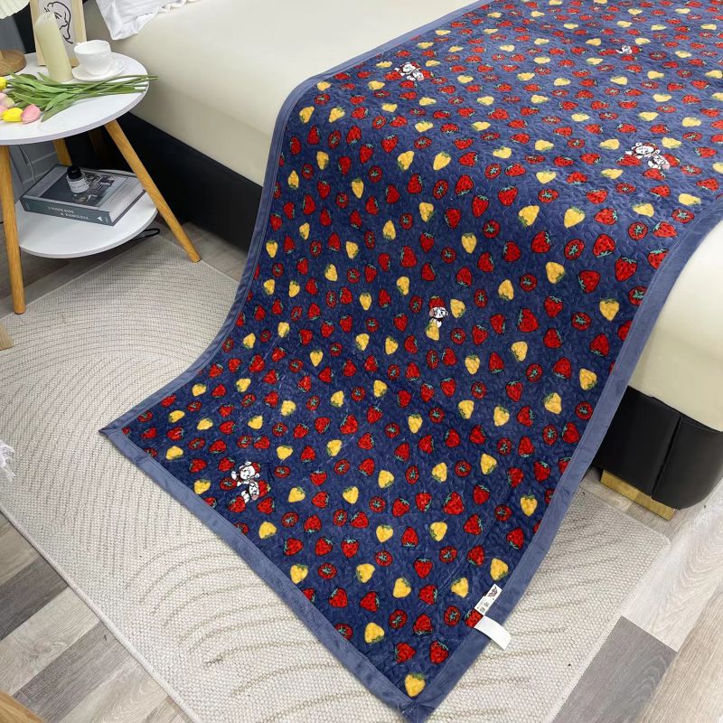 2022新款牛奶绒单人毯飘窗垫沙发垫牛奶绒床盖系列 90×200cm 草莓蓝蓝1