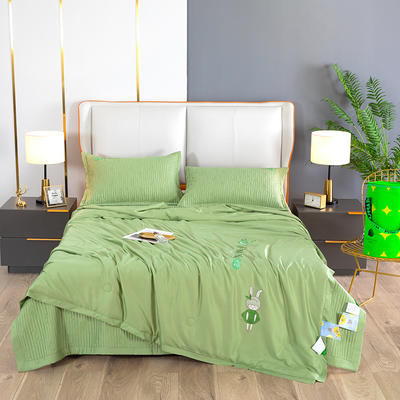 2023新款天丝床盖夏被四件套 床盖200*230cm+枕套一对 牛油果绿