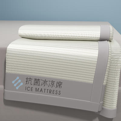 【春夏新品】2024新款抗菌透气冰丝凉席条纹款二三件套 1.2米床二件套 抗菌冰凉席-灰