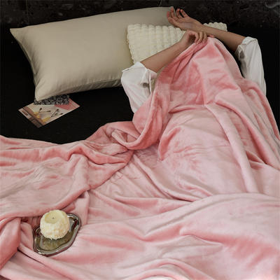2023新款牛奶绒素色毯子系列-马卡龙 150*200cm 马卡龙-蜜桃粉