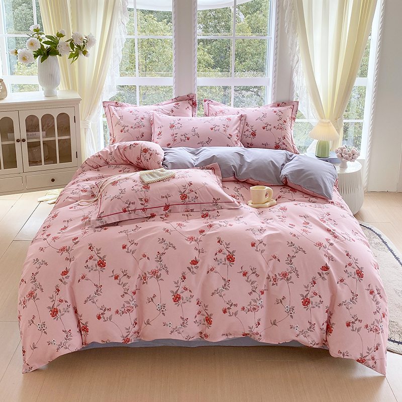 2026春季3月新款铂金全棉13372四件套 月影-粉