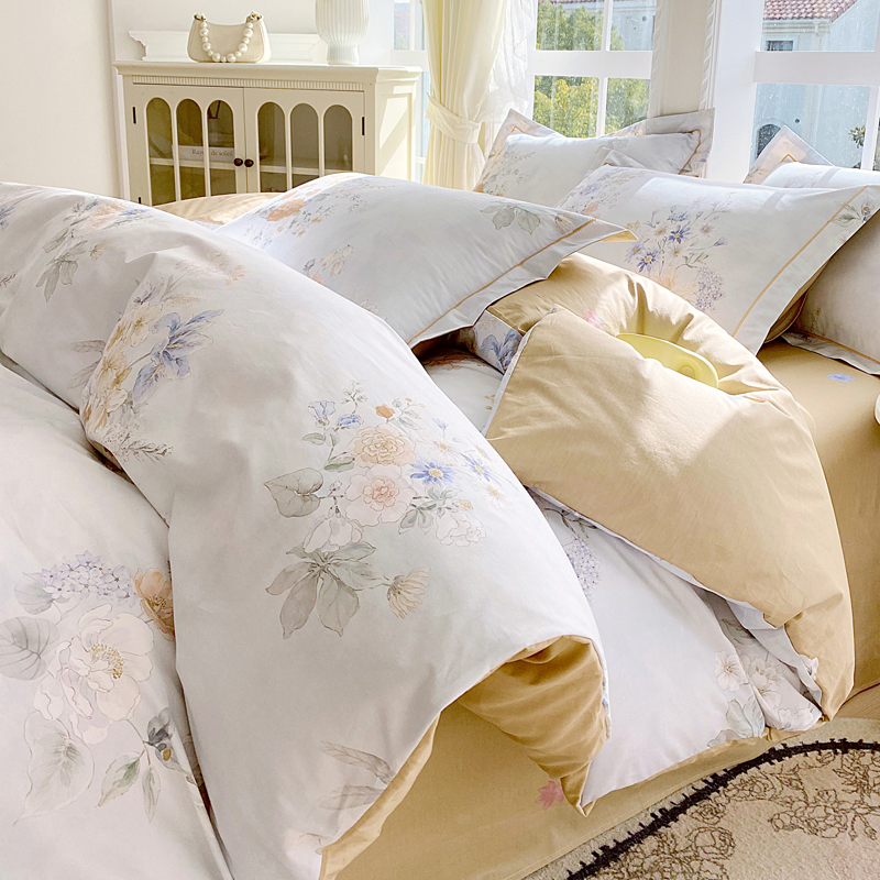 2026款1月新款铂金全棉13372四件套 星野花语-兰