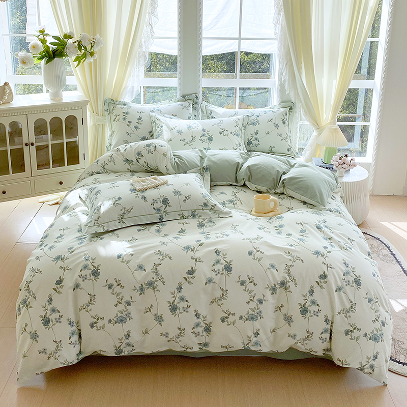 2026春季3月新款铂金全棉13372四件套 月影-绿