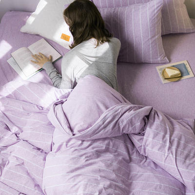2023新款针织棉套件系列—单床单 200cmx250cm 紫色宽条