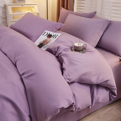 2024新款纯色亲肤棉磨毛四件套 1.8m（6英尺）床 优雅紫