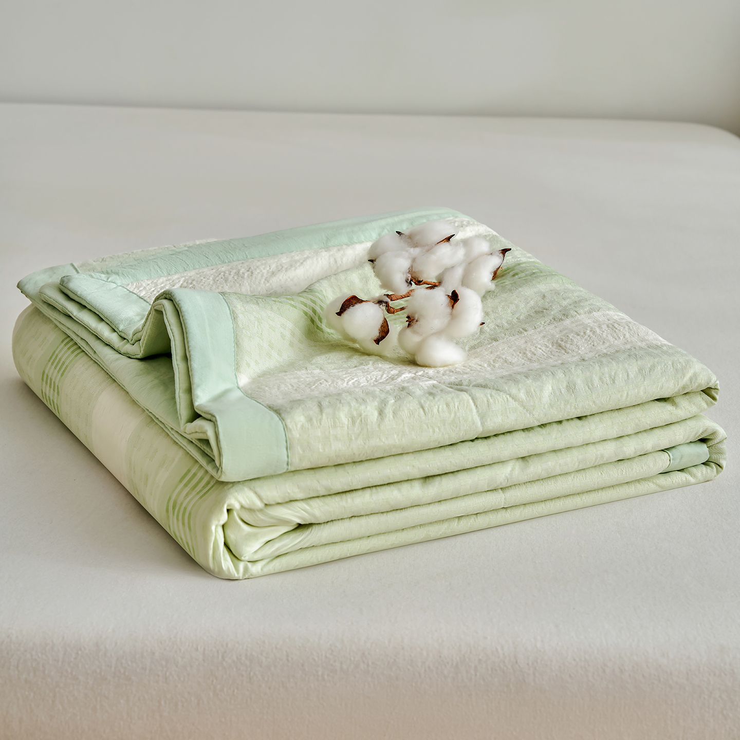 2026新款亲肤提花棉花夏被系列 韵纹-绿
