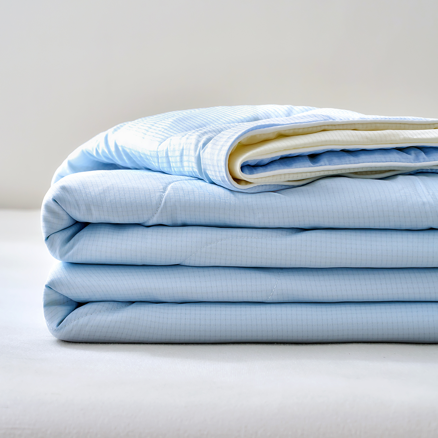 2026新款亲肤棉格纹夏凉被 格纹-天蓝
