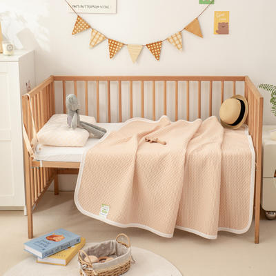 2024新款A类全棉针织棉婴幼儿盖毯幼儿园纯棉毯子 100x150cm 条纹桔