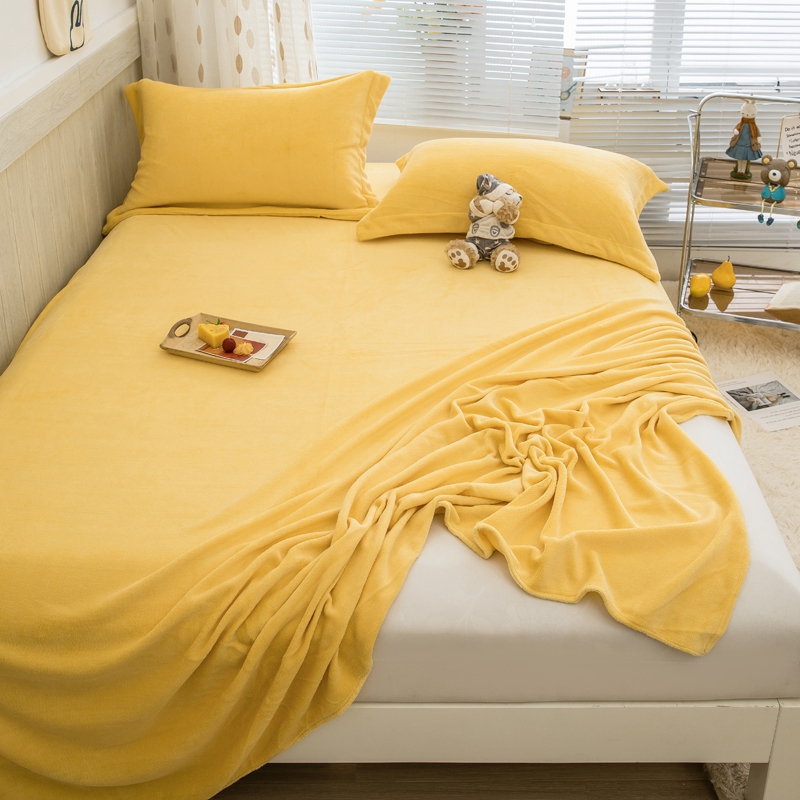 2023新款温暖亲肤牛奶绒印花床单（可定制） 单床单180*230cm 柠檬黄