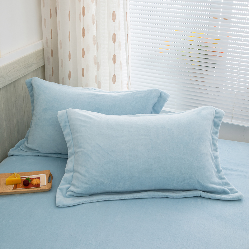 2023新款温暖亲肤牛奶绒印花单枕套（纯色和印花枕套可定制） 枕套（48*74cm）/对 蓝色