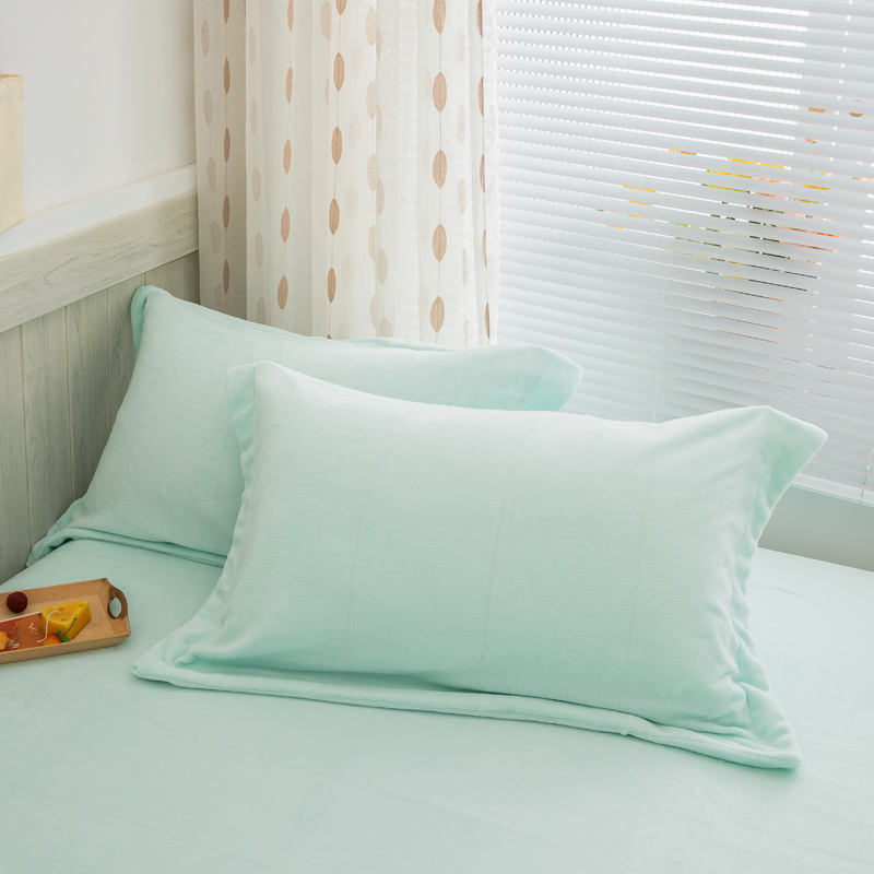 2023新款温暖亲肤牛奶绒印花单枕套（纯色和印花枕套可定制） 枕套（48*74cm）/对 奶油绿