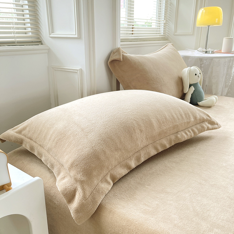 2023新款温暖亲肤牛奶绒印花单枕套（纯色和印花枕套可定制） 枕套（48*74cm）/对 卡其色