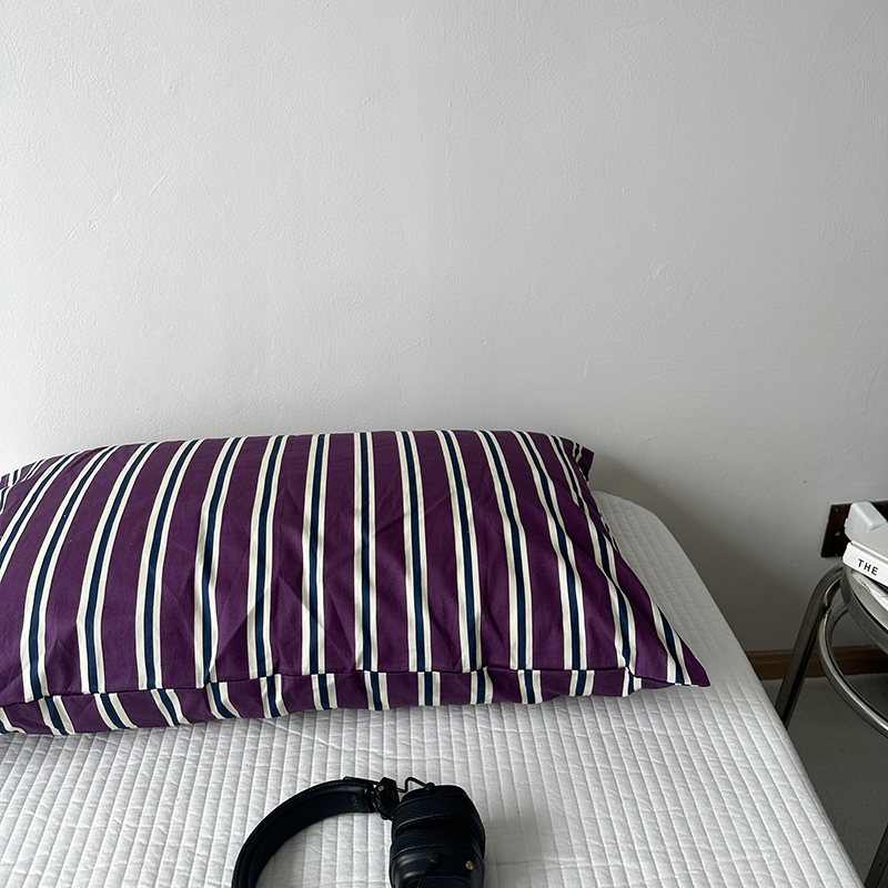2023新款亲肤舒适枕套系列-简约条纹系列 48cmX74cm/个 波士顿紫条