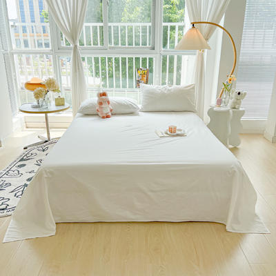 2023新款亲肤水洗棉纯色床单 160*220cm-单床单 纯色-纯白