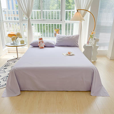 2023新款亲肤水洗棉纯色床单 160*220cm-单床单 纯色-淡雅紫