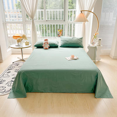 2023新款亲肤水洗棉纯色床单 160*220cm-单床单 纯色-豆绿