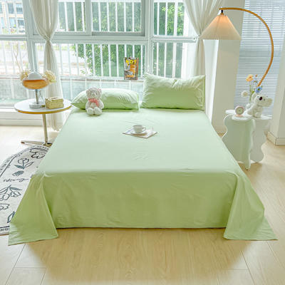 2023新款亲肤水洗棉纯色床单 160*220cm-单床单 纯色-果绿
