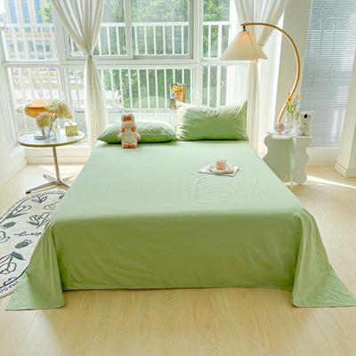 2023新款亲肤水洗棉纯色床单 160*220cm-单床单 纯色-浅绿