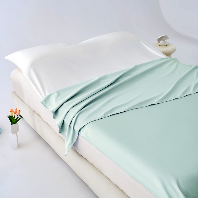 2024新款水洗棉纯色冰丝旅行睡袋（风格一） 160*210cm 睡袋-水绿+芝士