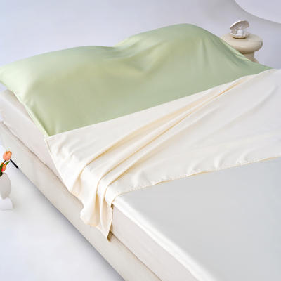 2024新款水洗棉纯色冰丝旅行睡袋 160*210cm 睡袋-芝士+果绿