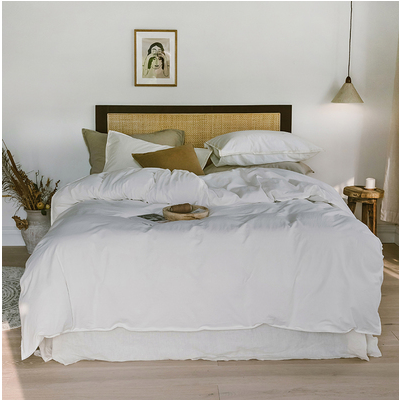 北欧风纯色纯棉水洗棉四件套全棉床单被套床上用品 床单款M:被套200*230 (1.5床) 素白