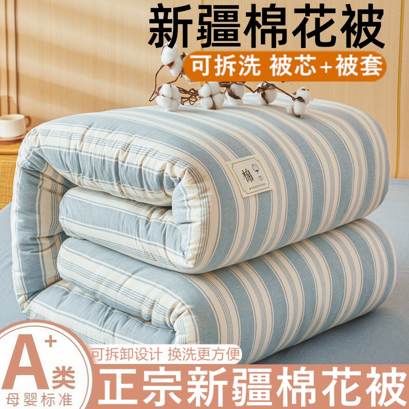 2025新款A类水洗棉可拆洗棉花被被子被芯 150*200cm-3斤 左岸蓝