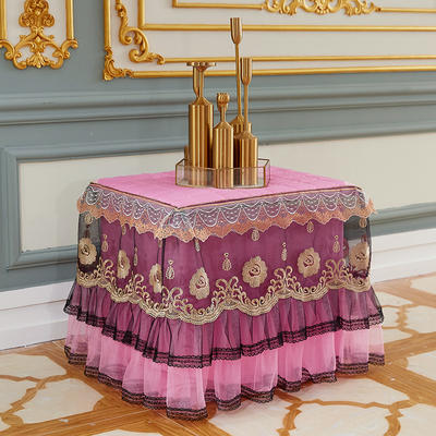 2021新款富丽花都刺绣蕾丝床裙系列—柜子罩 45*60cm/只 粉红色