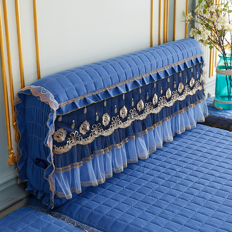 2021新款富丽花都刺绣蕾丝床裙系列—床头罩 1.8m高度72公分 蓝色