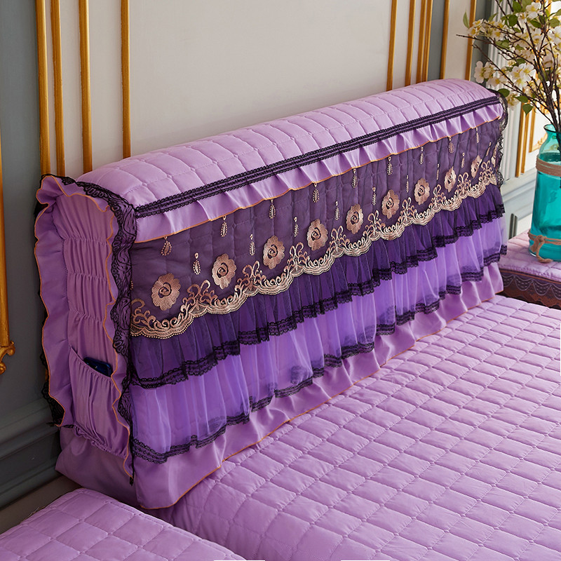 2021新款富丽花都刺绣蕾丝床裙系列—床头罩 1.8m高度72公分 紫色