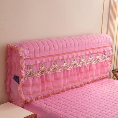 2021新款孔雀开屏刺绣蕾丝床裙夹棉系列—床头罩 1.8m床头 粉色
