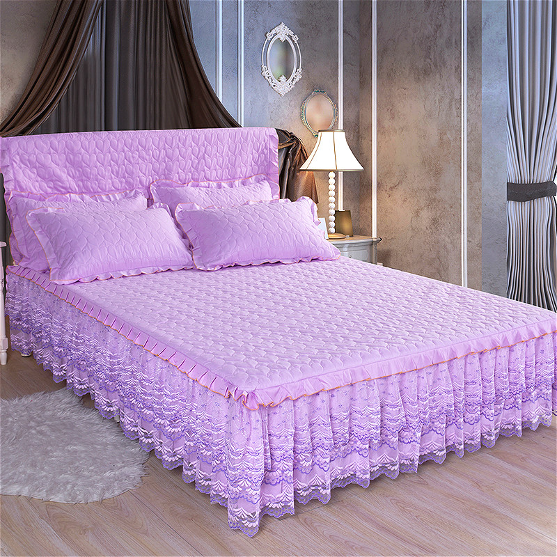 2021新款梦幻之旅夹棉蕾丝床裙—单床裙 180*200cm 梦幻之旅紫色