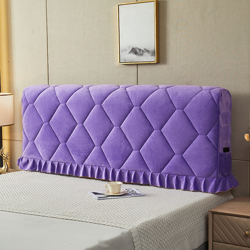 2022新款水晶绒立体加厚220克棉填充全包款床头罩（高度72公分） 1.8m长床头罩 紫色