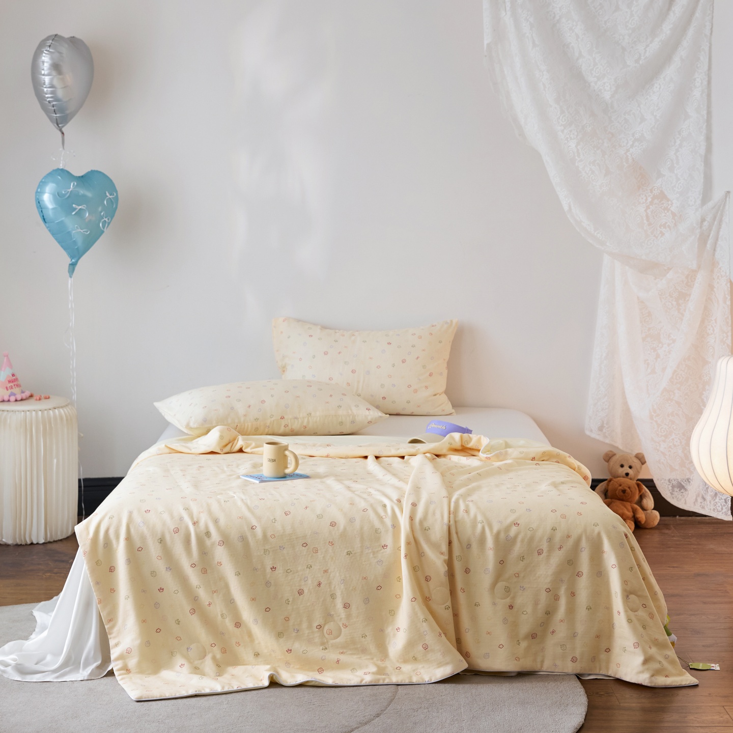 2026新款锦氨全棉双层纱20大豆抗菌双感夏被被子被芯（空镜图） 草莓朵朵