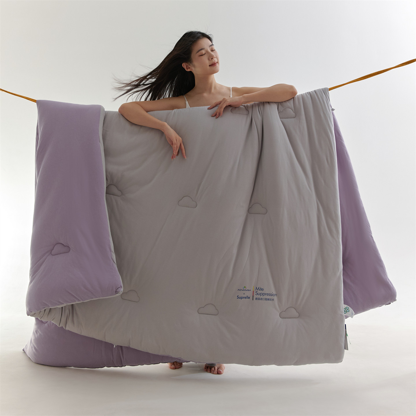 2025新款全棉A类针织零压深睡德国ADVANSA抗菌 100%阻螨低致敏秋冬被子被芯（模特图） 糖霜芋泥