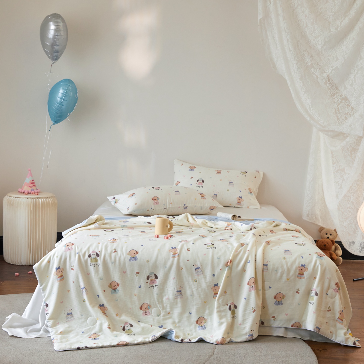 2026新款锦氨全棉双层纱20大豆抗菌双感夏被被子被芯（空镜图） 快乐小狗