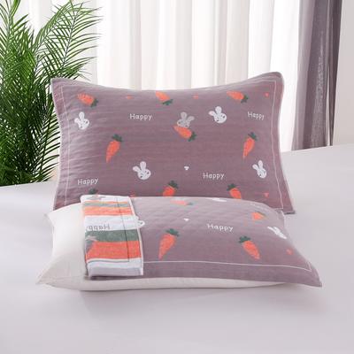 2021新款三层纯棉色轴枕巾52x78一对 红萝卜兔-紫