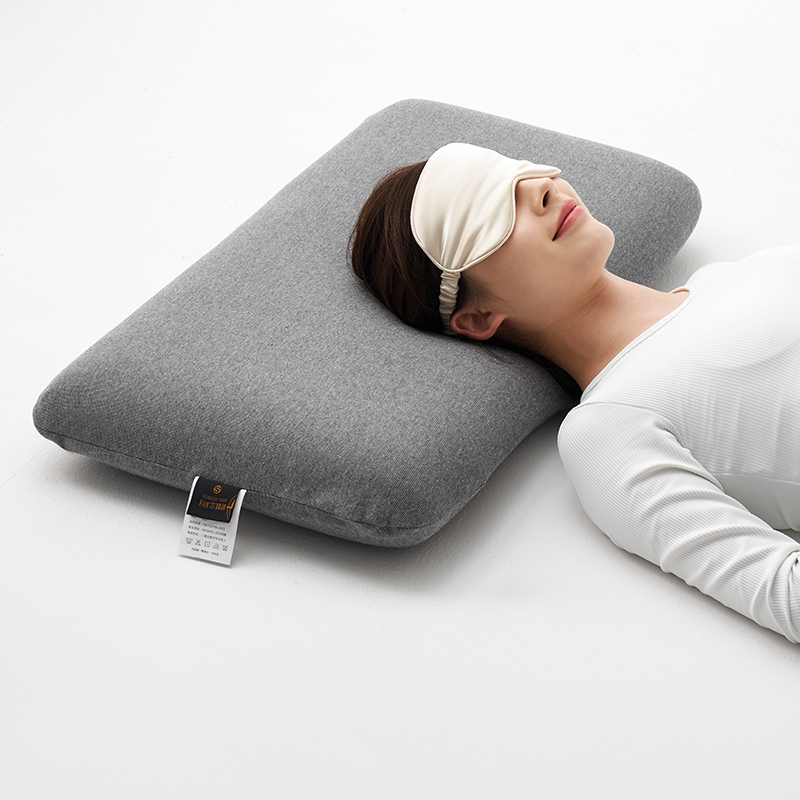 2023新款A类清水棉棉豆记忆枕枕头枕芯 长方形-深灰（含真丝眼罩）