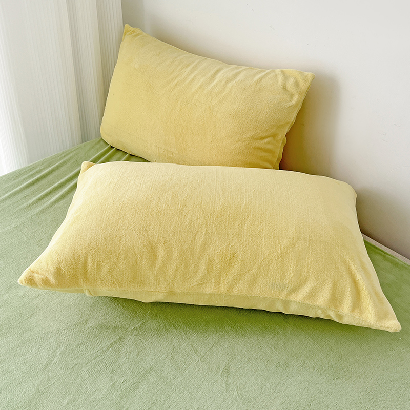 新款ins博主风牛奶绒纯色系列单品枕套（提供买家秀） 48*74cm/对 嫩黄