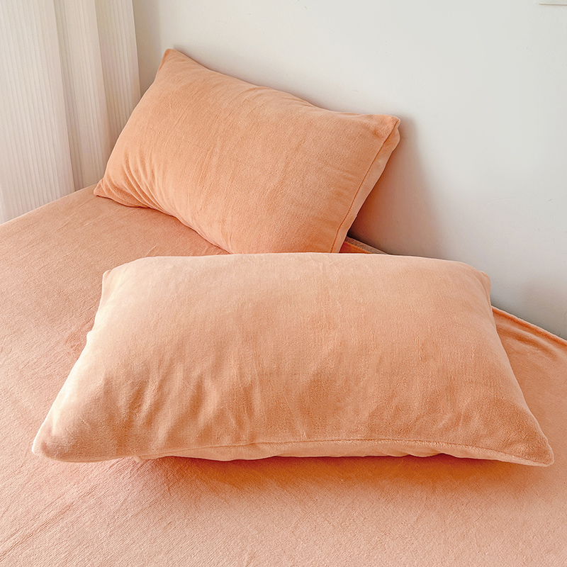 新款ins博主风牛奶绒纯色系列单品枕套（提供买家秀） 48*74cm/对 嫩橘
