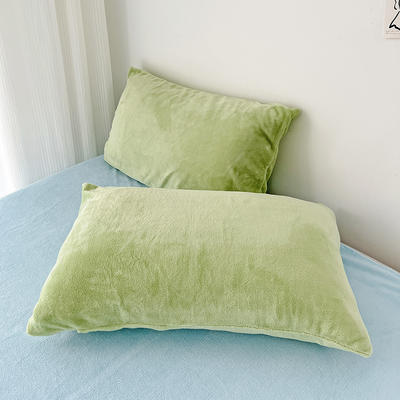新款ins博主风牛奶绒纯色系列单品枕套（提供买家秀） 48*74cm/对 牛油果绿