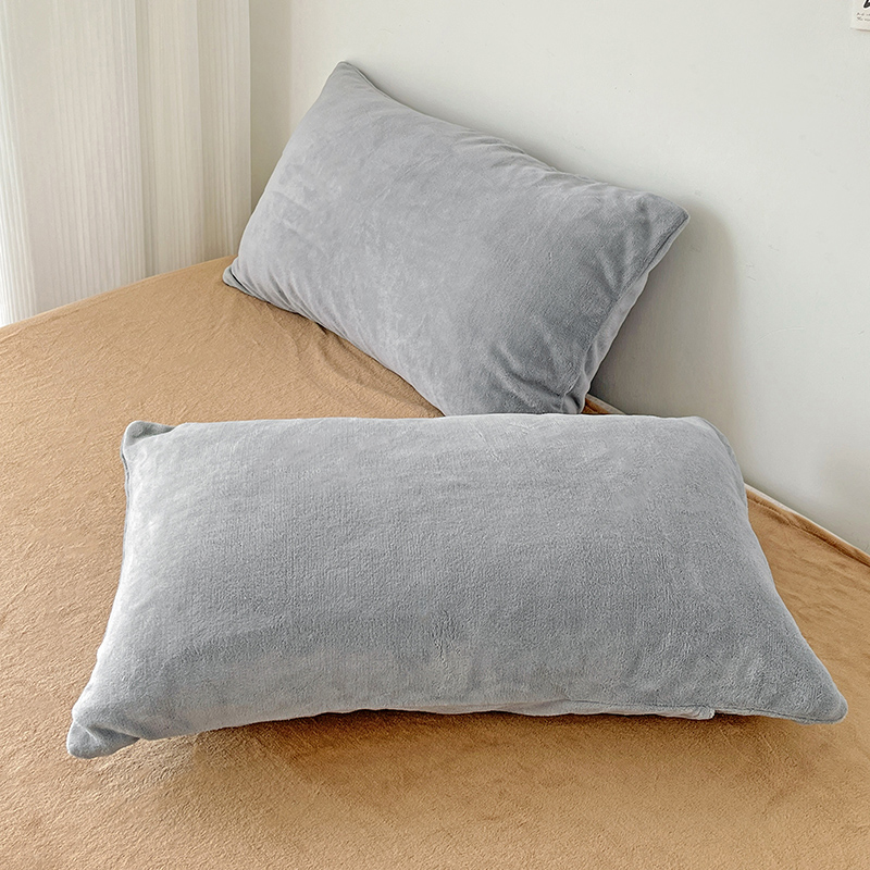 新款ins博主风牛奶绒纯色系列单品枕套（提供买家秀） 48*74cm/对 浅灰