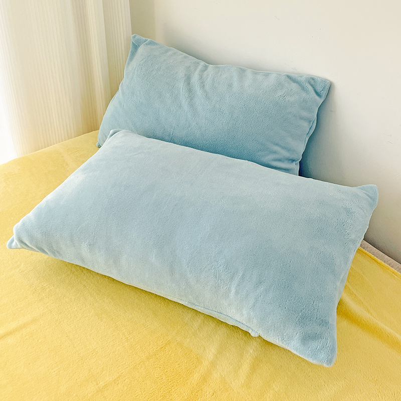 新款ins博主风牛奶绒纯色系列单品枕套（提供买家秀） 48*74cm/对 浅蓝